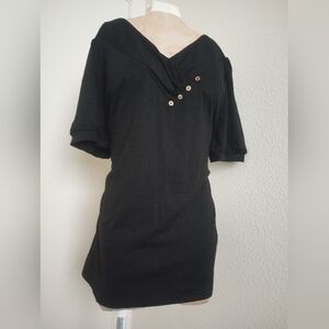 Zanzea Black Mini Dress with Button Detail